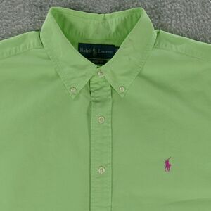 Polo Ralph Lauren Shirt Men's XL Classic Green Chambray Short Sleeve Button Up